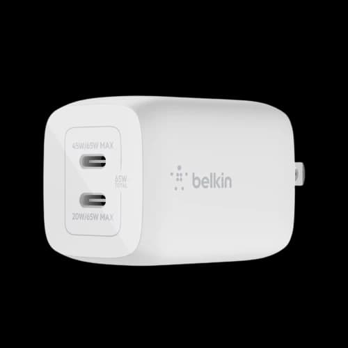 Sạc nhanh Belkin 65W Gan2, 2 x USB-C PD PPS - Chính Hãng