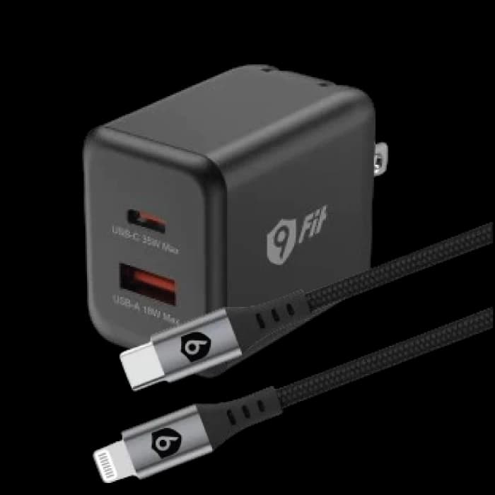 Combo Củ sạc 9Fit PD 35W 1A1C GaN + Cáp 9Fit USB-C to Lightning 1M