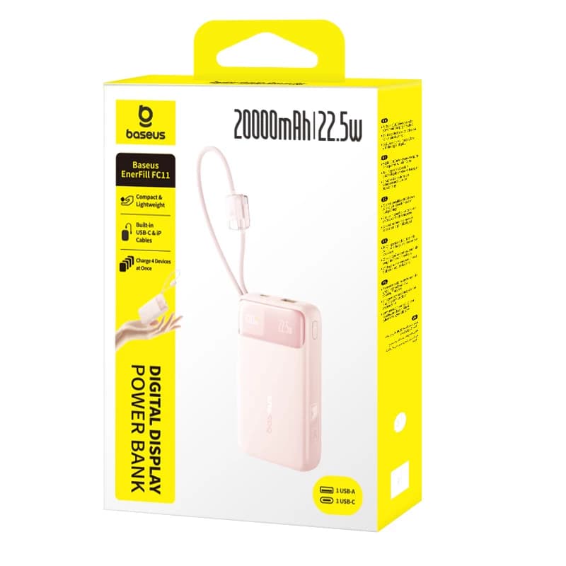 Sạc Dự Phòng Baseus EnerFill FC11 22.5W 20000mAh - with Dual Built-in Cable