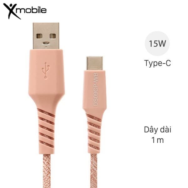 Cáp sạc và truyền dữ liệu USB-A -  Type-C 15W 1m Xmobile DS09CP-WB