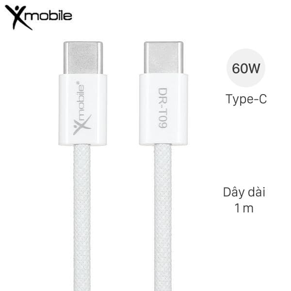 Cáp sạc nhanh và truyền dữ liệu Type-C - Type-C 60W 1m Xmobile DR-T09