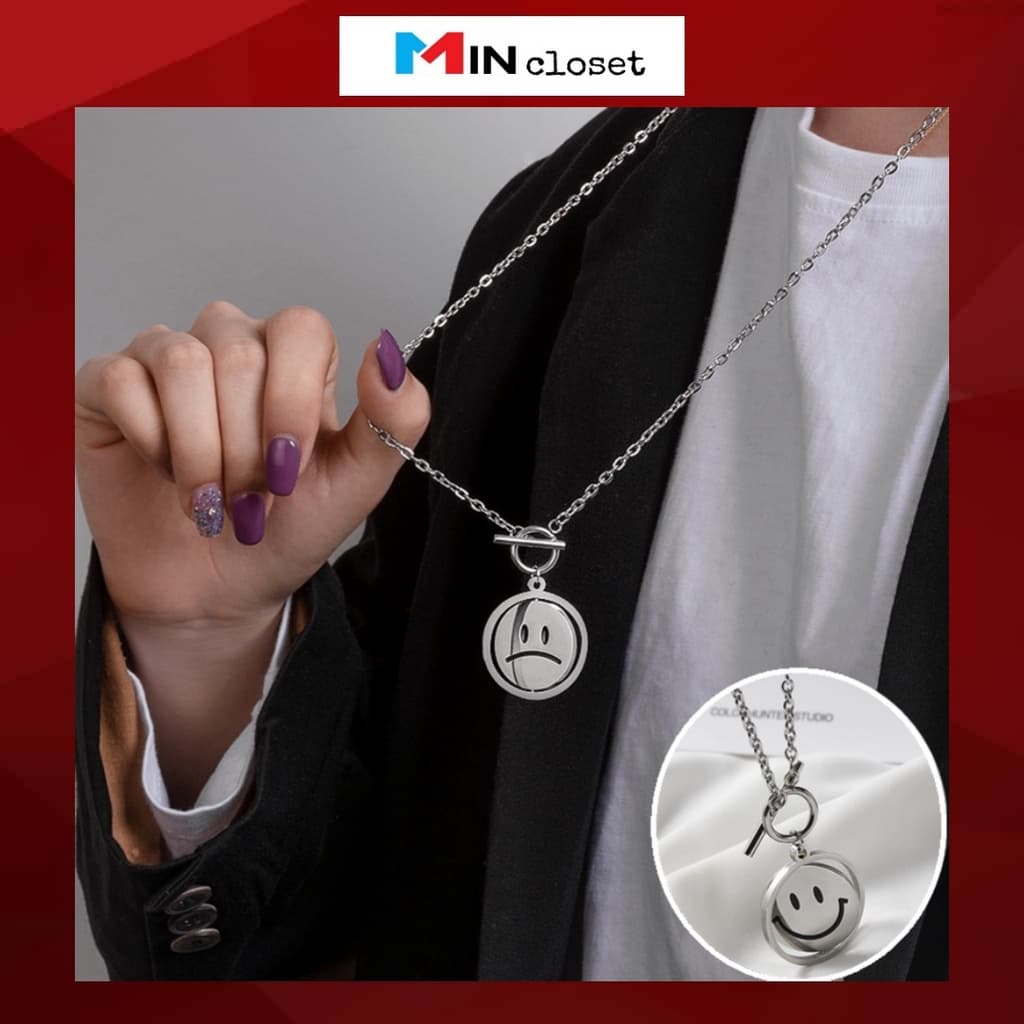 Dây Chuyền Mặt Cười, Vòng Cổ Nam Nữ bằng hợp kim phong cách thời trang Hàn Quốc P18