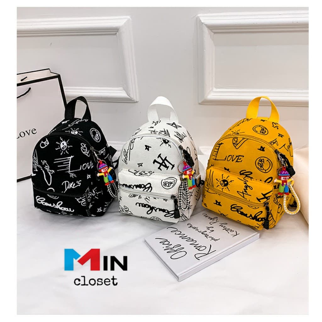 Balo Mini Ba lô nữ vải canvas TẶNG MÓC KHÓA Siêu Kute - B04