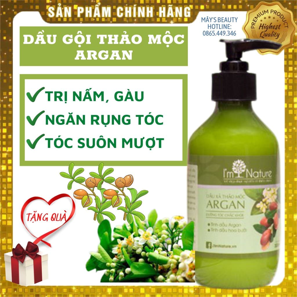 Dầu Gội Thảo Mộc Argan Im Nature Chuyên Dùng Cho Tóc Gãy Rụng 300ml