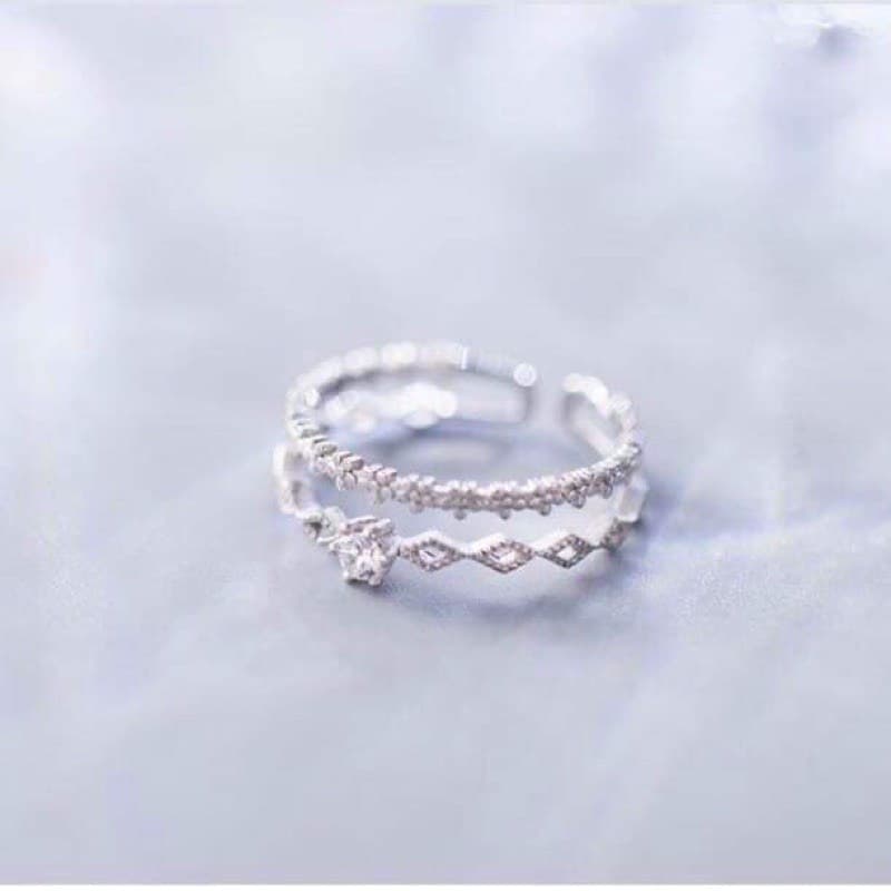 Nhẫn bạc nữ , kiểu dáng kép, free size tay nào đeo vừu