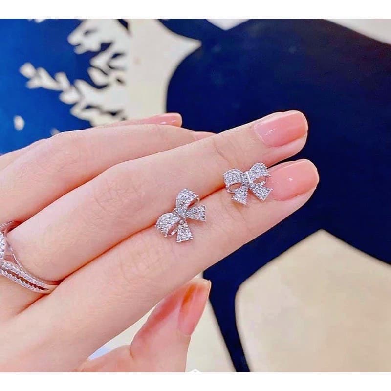 Bông tai bạc, khuyên tai bạc cáo cấp dạng thắt nơ mẫu mới