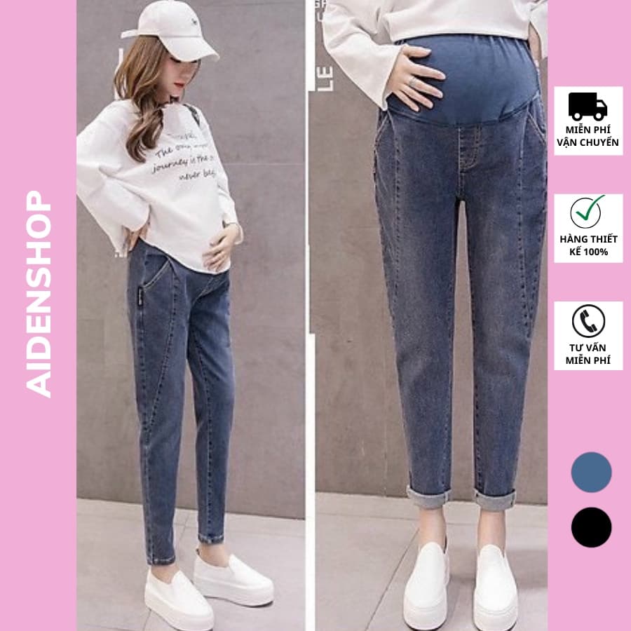 Quần bầu dài công sở Aidenshop Quần bầu jeans thiết kế thời trang