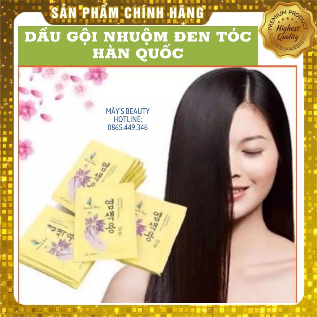 10 Gói Dầu Gội Nhuộm Đen Tóc Nhân Sâm Ginseng Beauty Star Hàn Quốc