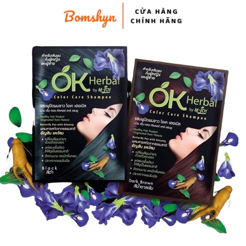 Dầu gội nhuộm tóc nhân sâm Ok herbal thái lan