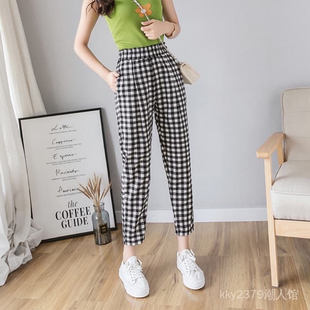 quần baggy kẻ caro💖FREESHIP💖quần baggy kẻ nữ HANHBAGGY nhiều màu lựa chọn