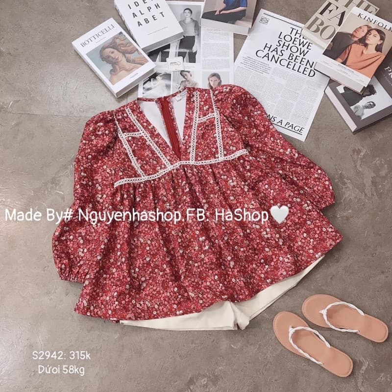 Set Bộ Babydoll Hoa Phối Ren Mix Quần Short