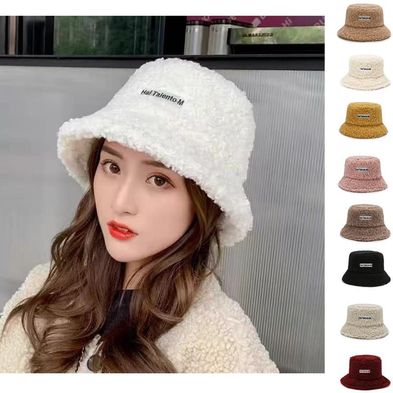 Mũ bucket lông cừu, Nón tai bèo retro phong cách Hàn Quốc giữ ấm thu đông ulzzang MIN110