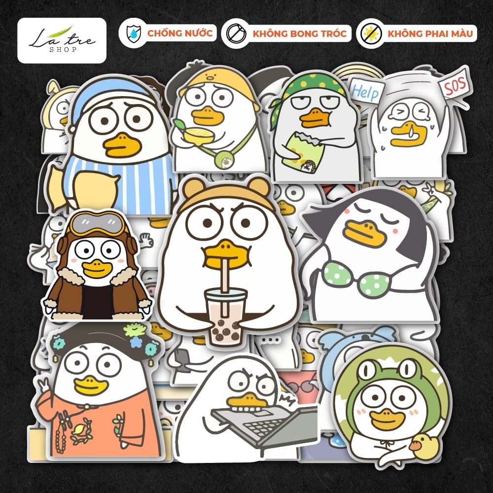 Hình dán sticker vịt hài hước cute hot trend dán mũ bảo hiểm, laptop, điện thoại , vali, xe