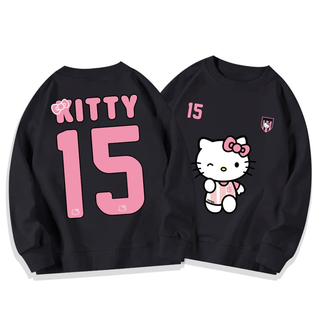 Áo sweater nữ form rộng dày hàn quốc mùa đông áo dài tay Áo Khoác xám tiêu Hello Kitty UT