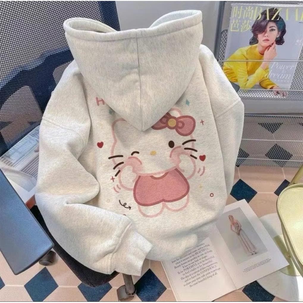 áo khoác nỉ hoodie trẻ trung năng động hình hellokitt MÁ HỒNG UTT