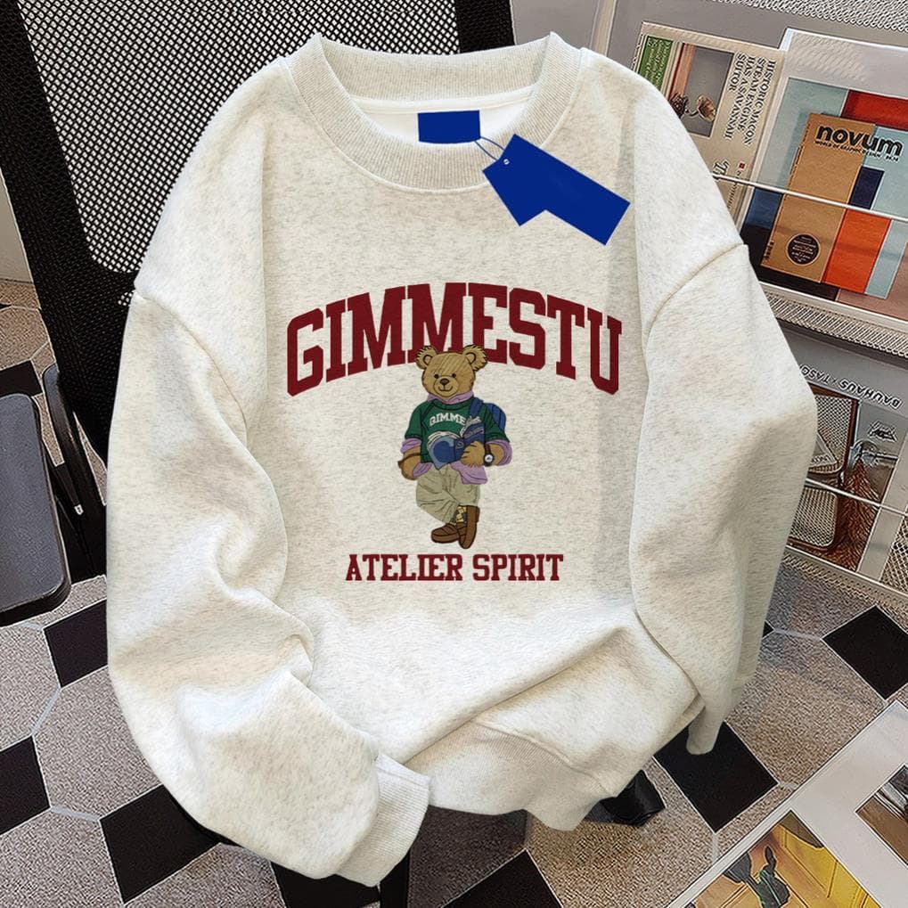 áo sweater basic nữ xám tiêu hàn quốc dễ thương GẤU XANH UT