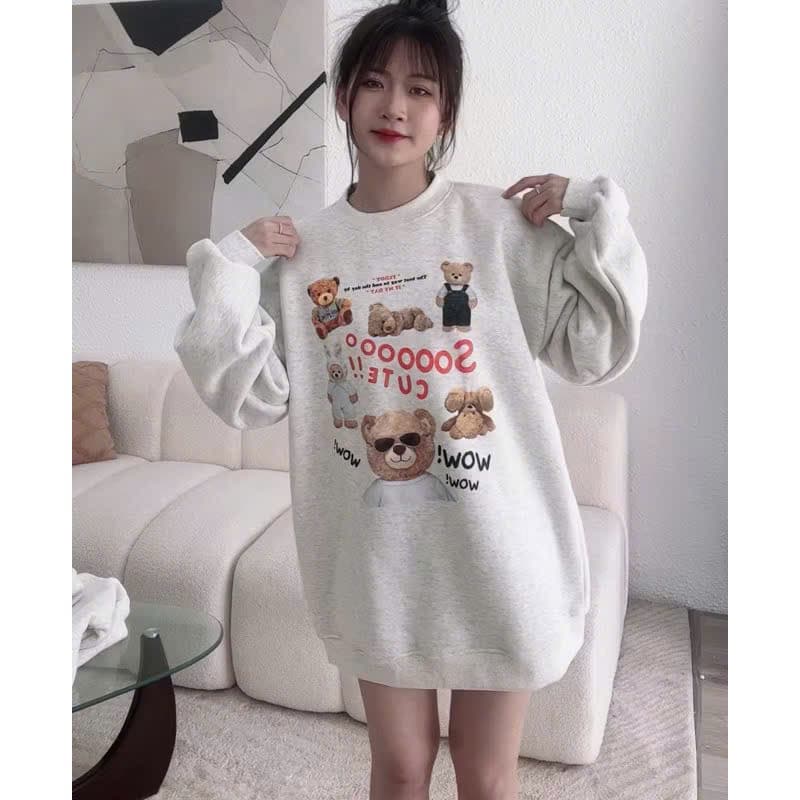 Áo Nỉ COTTON Sweater Soo Cute Form Rộng Unisex, Áo Nỉ Nam Nữ Phong Cách Hàn Quốc UT