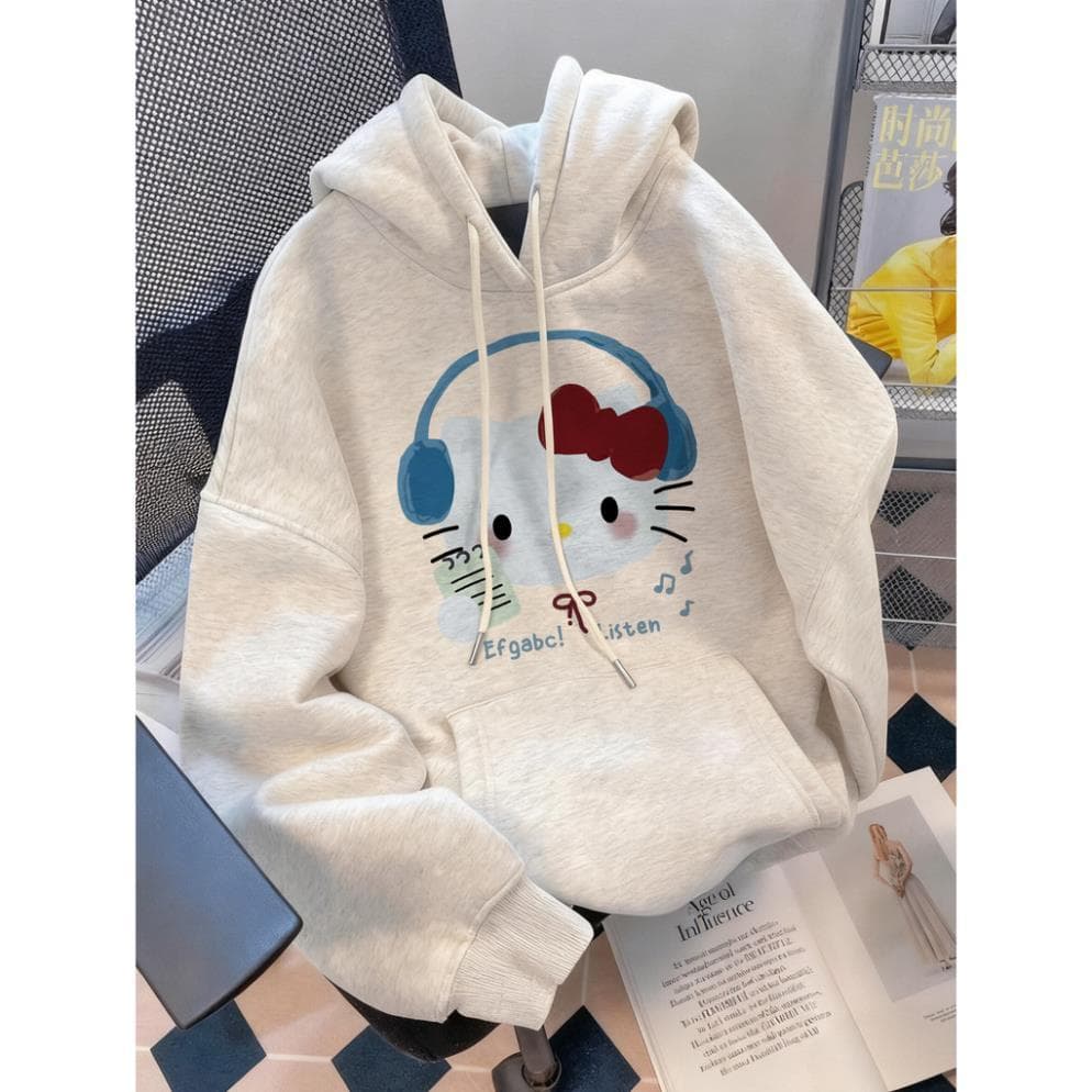 áo hoodie nữ Mèo NGHE NHẠC  áo khoác mùa đông hàn quốc UT
