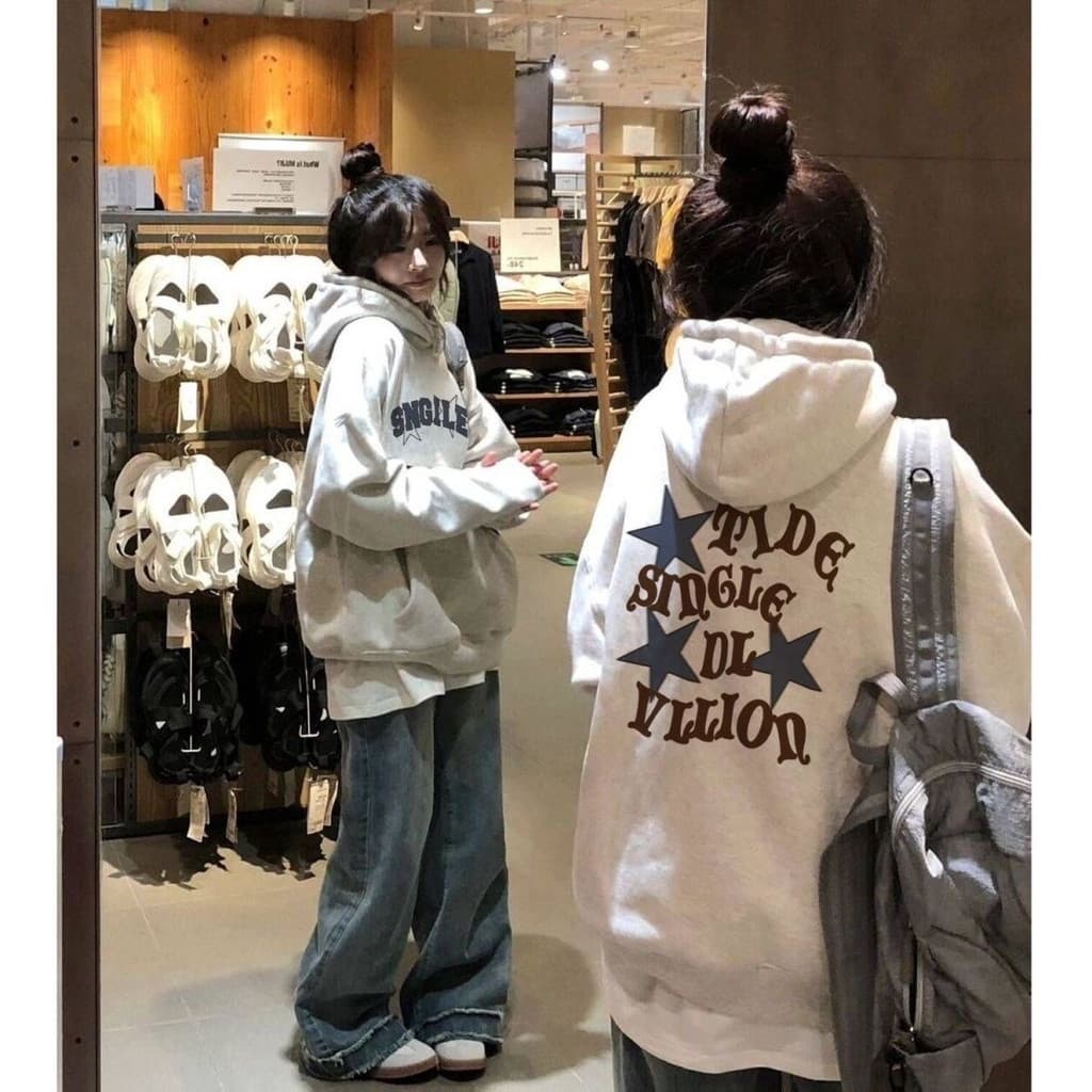 Áo hoodie nỉ bông form rộng unisex họa tiết in chữ SNGILE nam nữ UT