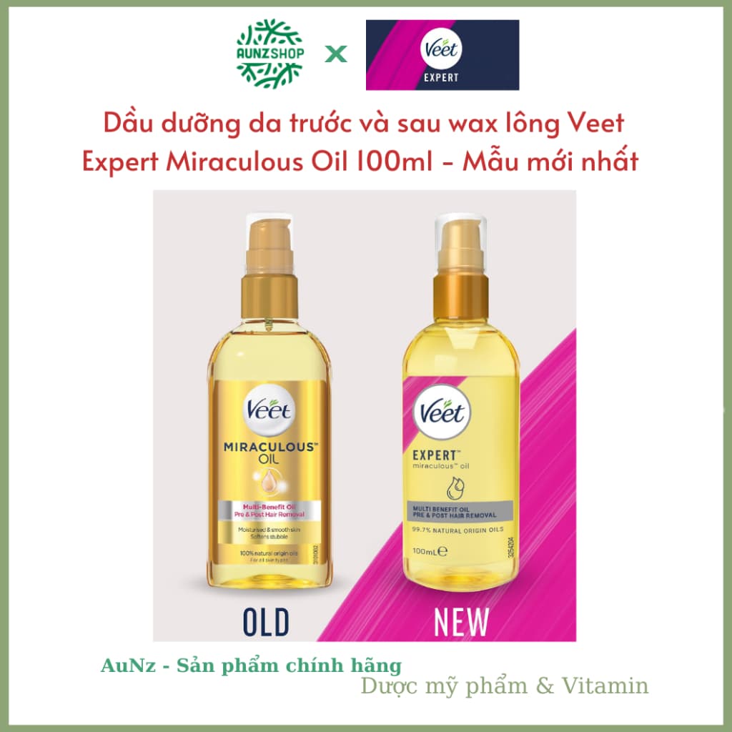 [Có che tên - Mẫu mới] Dầu dưỡng da trước và sau wax lông Veet Expert Miraculous Oil 100ml