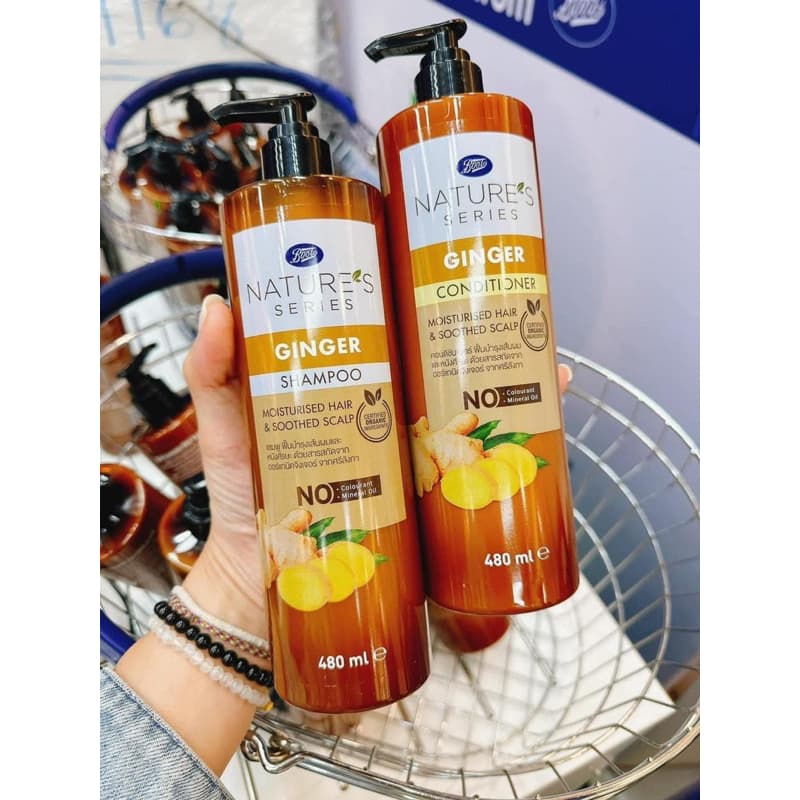 Dầu Gội Xả Chiết Xuất Tinh Chất Gừng BOOTS ORGANIC 480ml Chính Hãng Thái Lan
