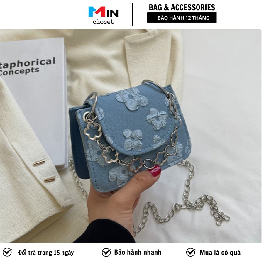 Túi xách nữ đeo chéo mini Phối Ren Hoa Sang Chảnh siêu HOT T35