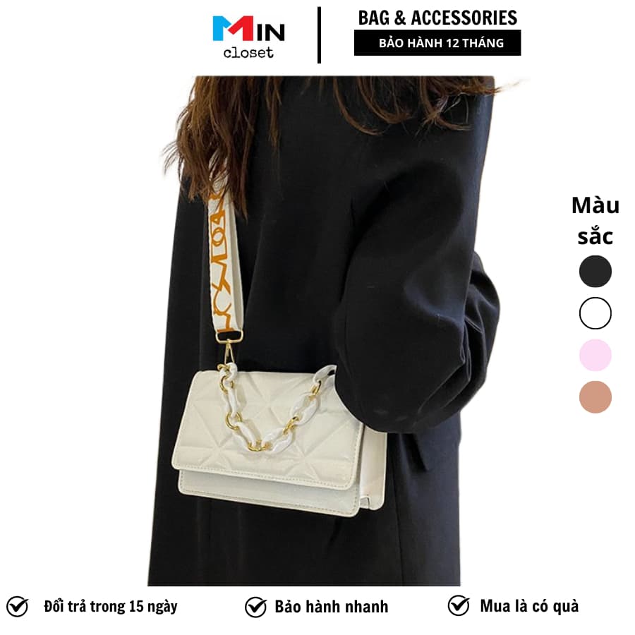 Túi đeo chéo nữ Túi Xách Nữ vân trám dây bản to siêu xinh T36