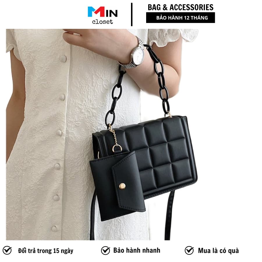 Túi Xách Nữ Đeo Chéo ( Kèm Ví Mini ) Thời Trang Chất Liệu Da Pu Cao Cấp Siêu Hot Mincloset T50
