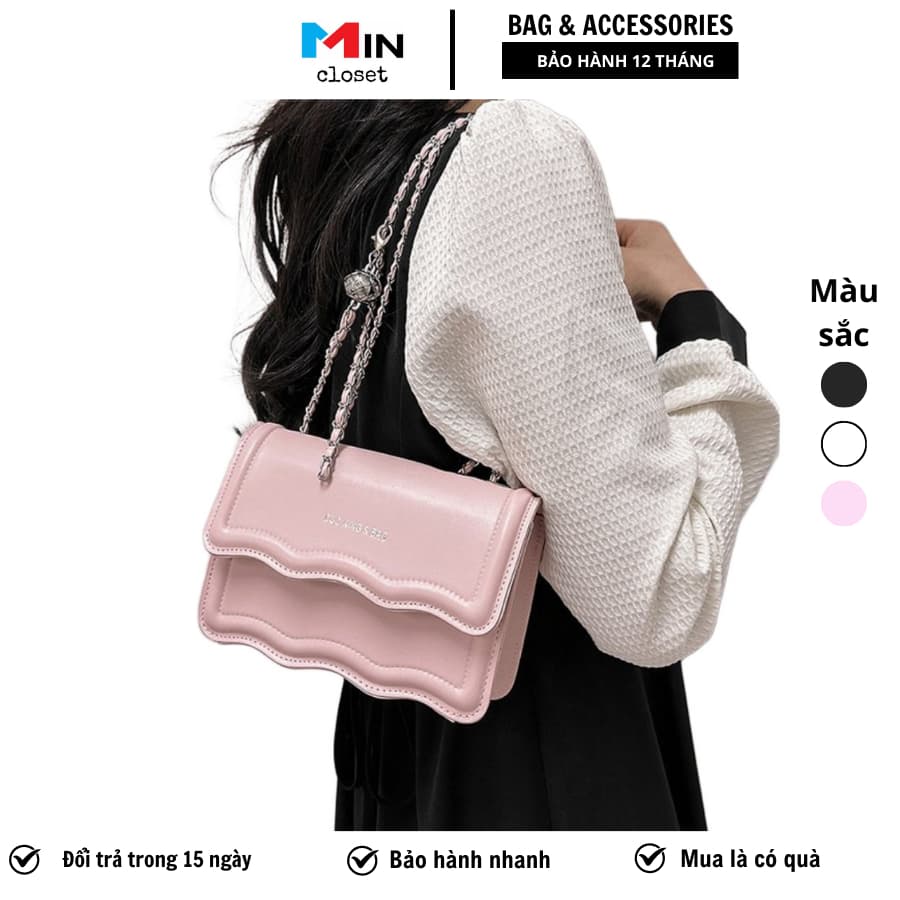 Túi Xách Nữ Đeo Chéo, Đeo Vai Vân Lượn Sóng Đẹp Thời Trang Cho Nữ Siêu Hot Mincloset T51