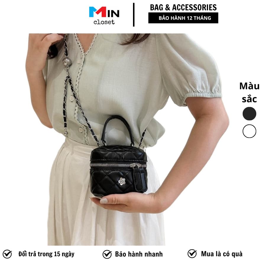 Túi Xách Nữ Dáng Trống, Túi Cầm Tay Dáng Cốp Da Đeo Chéo Mincloset T48