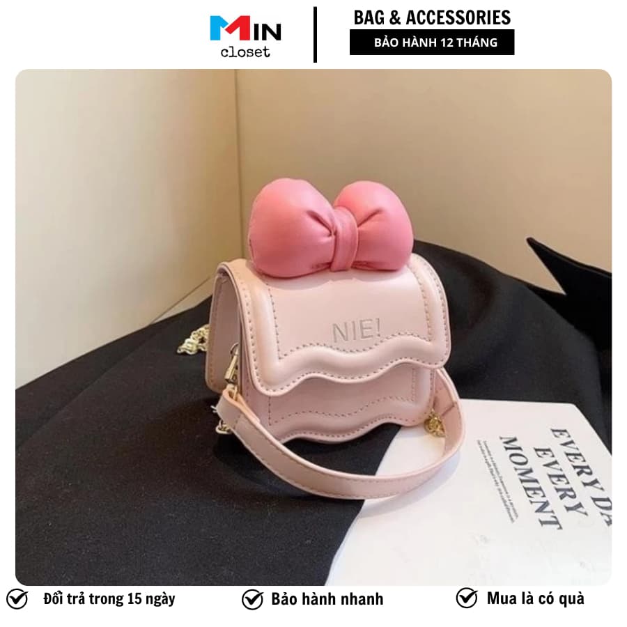 Túi Xách Nữ Đeo Chéo Mini Phối Nơ Đẹp, Phong Cách Hàn Quốc Dễ Thương T59 Mincloset