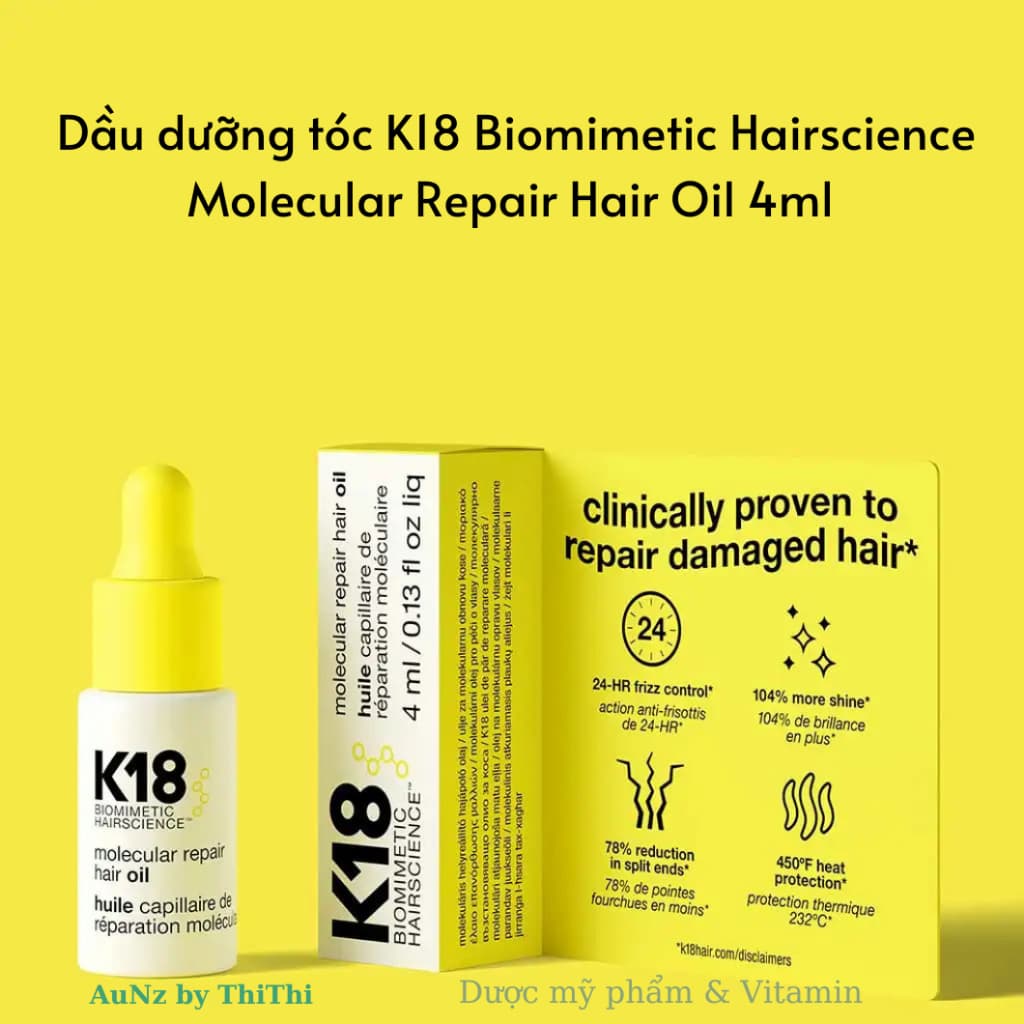 Dầu dưỡng tóc K18 Biomimetic Hairscience Molecular Repair Hair Oil 4ml