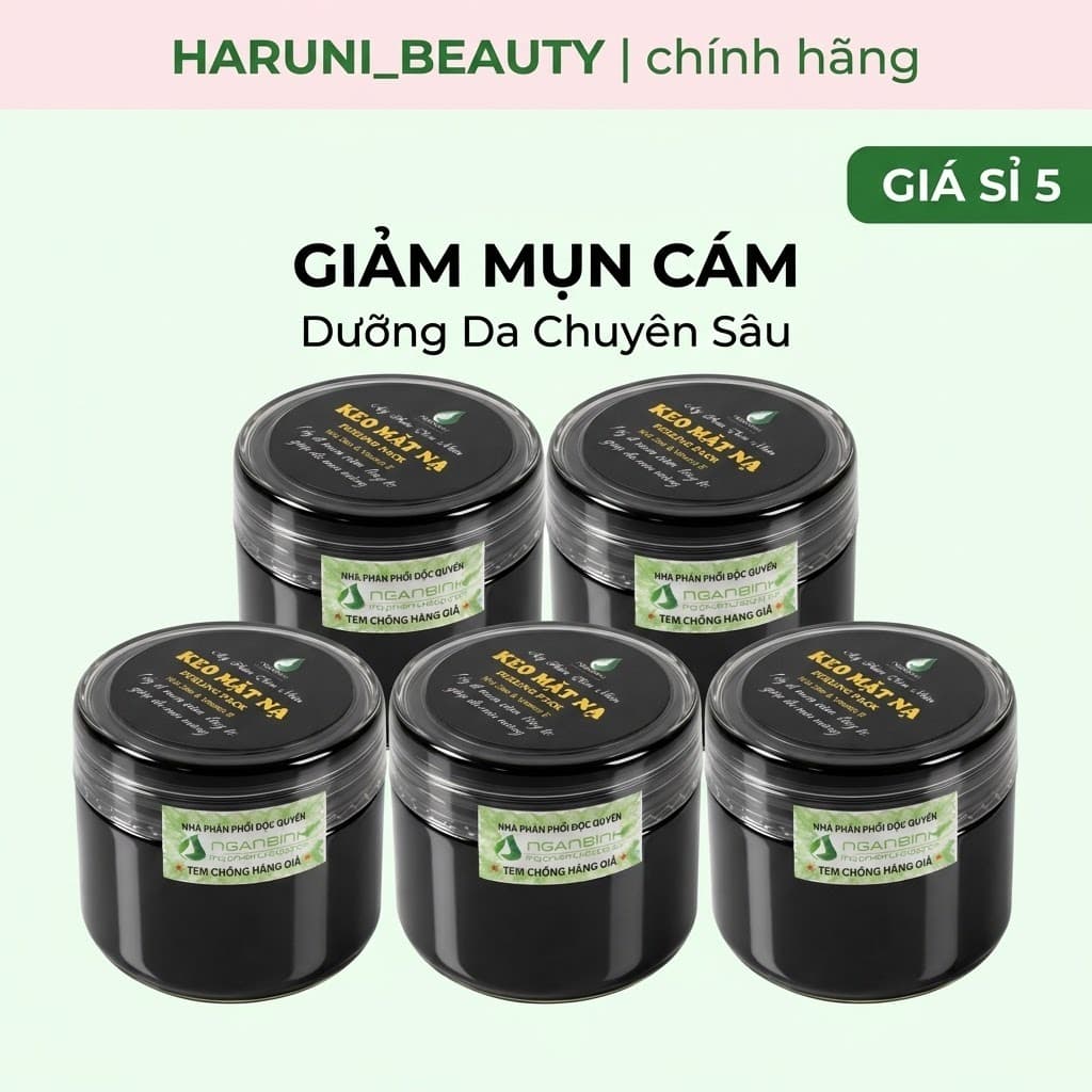 Combo 5 Keo Mặt Nạ Ngân Bình Haruni Hỗ Trợ Giảm Mụn Cám Sạch Sâu Dưỡng Da Mịn Màng