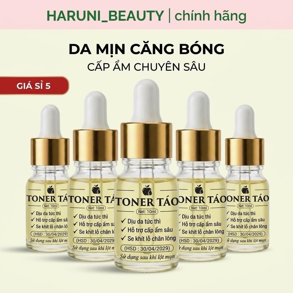 [COMBO 5 LỌ SỈ] Toner Táo Cấp Ẩm Chuyên Sâu 10ml Dịu Da Nhanh Chóng Se Khít Lỗ Chân Lông Giúp Da Căng Bóng