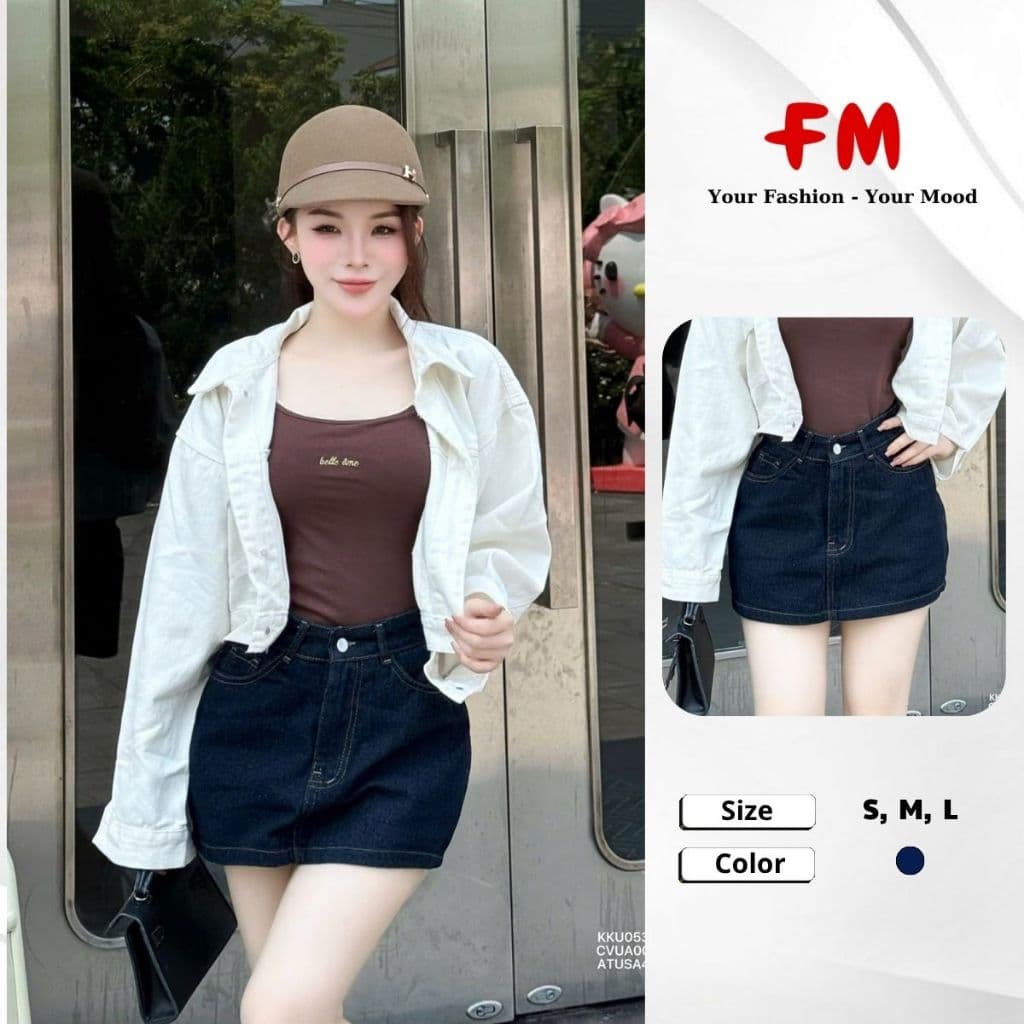 Chân Váy Jean Chữ A Nữ FMSTYLE Viền Chỉ Nổi Chuẩn Form Trẻ Trung Phối Đồ Xinh 26040092