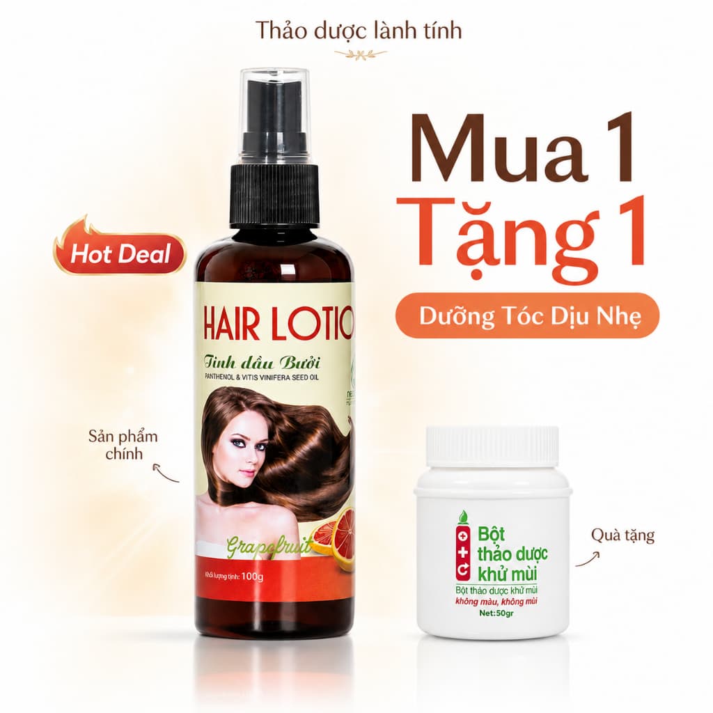 Nước dưỡng tóc tinh dầu bưởi ( HAIR LOTION ) MPĐT 100ml ngăn rụng tóc và kích thích mọc tóc - Xịt bưởi, xịt mọc tóc