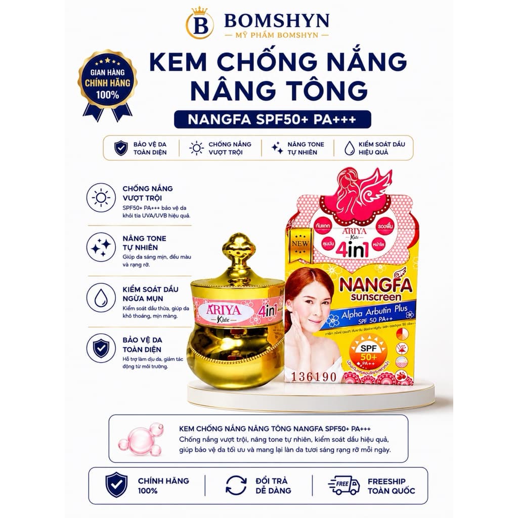 Kem chống nắng dưỡng da che khuyết điểm Nangfa thái lan