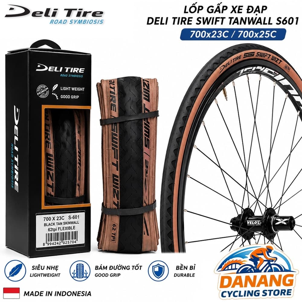 Lốp Gấp Xe Đạp DELI TIRE Swift Tanwall S601 700x23C / 700x25C - Vỏ Road / Touring Xe Đạp
