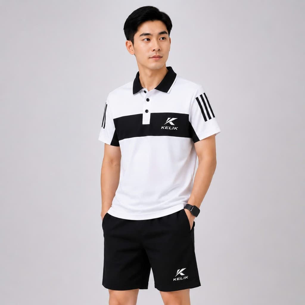 Set Bộ Thể Thao Nam Cổ Bẻ Logo Thêu KELIK Chất Cotton Cá Sấu Co Dãn 4 chiều, Thoáng Mát Thấm Hút Mồ Hôi To