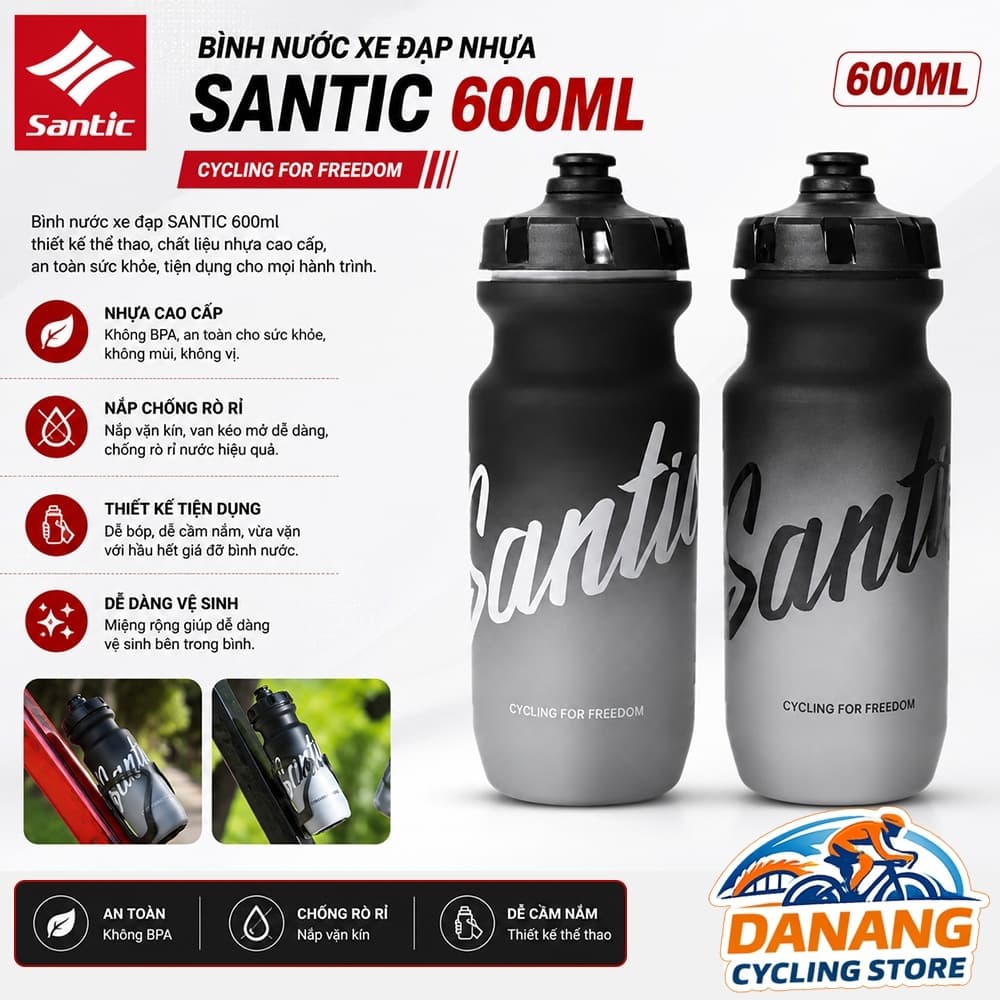 Bình Nước Xe Đạp SANTIC 600ml – Bình Nước Thể Thao Nhựa Không BPA