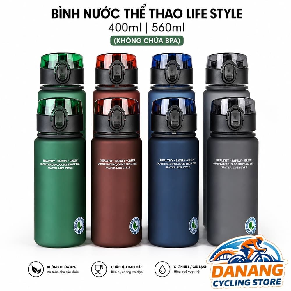 Bình Nước Thể Thao LIFE STYLE 400ml / 560ml – Bình Nước Nhựa Không Chứa BPA – An Toàn Cho Sức Khỏe