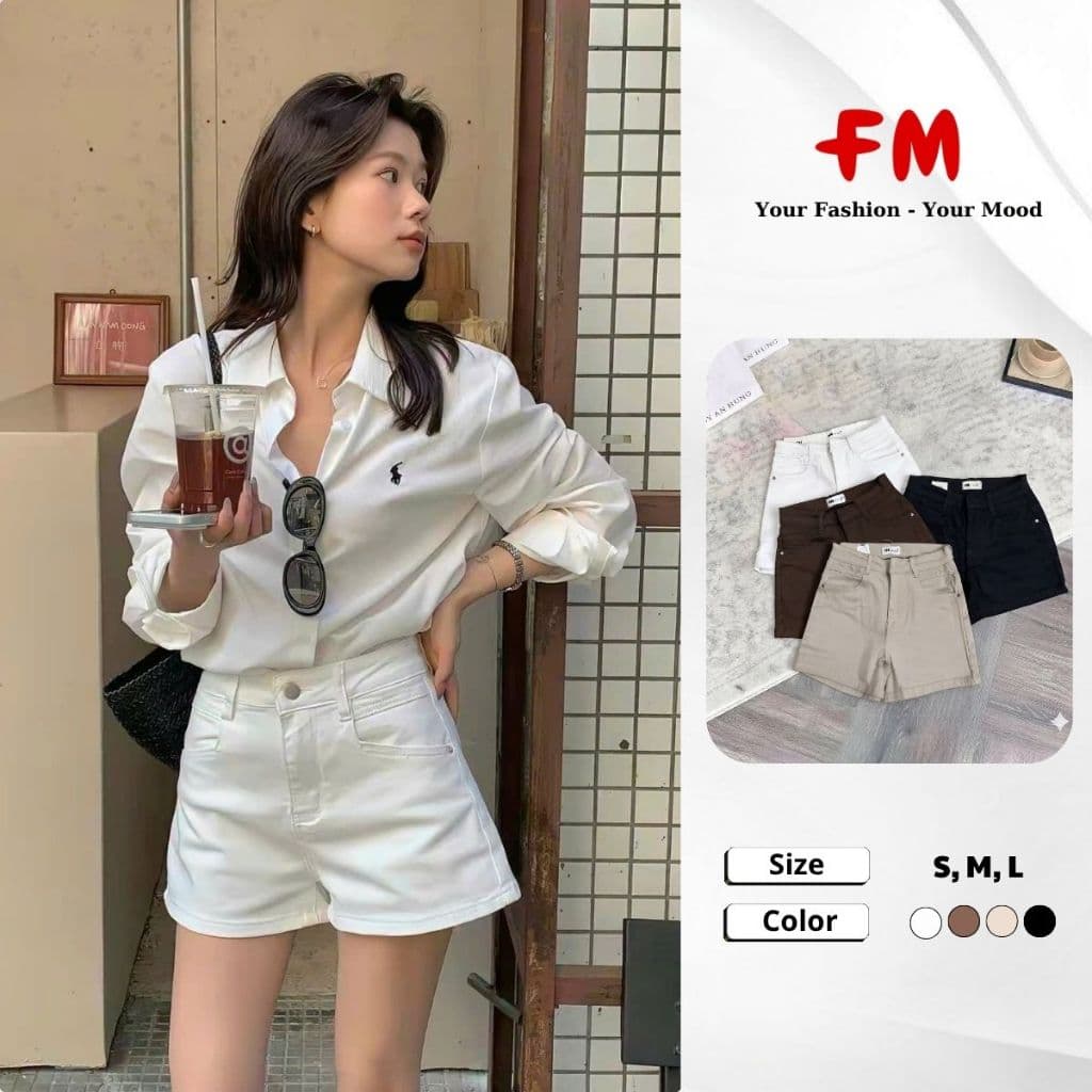 Quần Short Kaki Nữ FMSTYLE Cạp Cao Trơn Basic Dáng Ôm Tôn Dáng Hot Trend 26050448