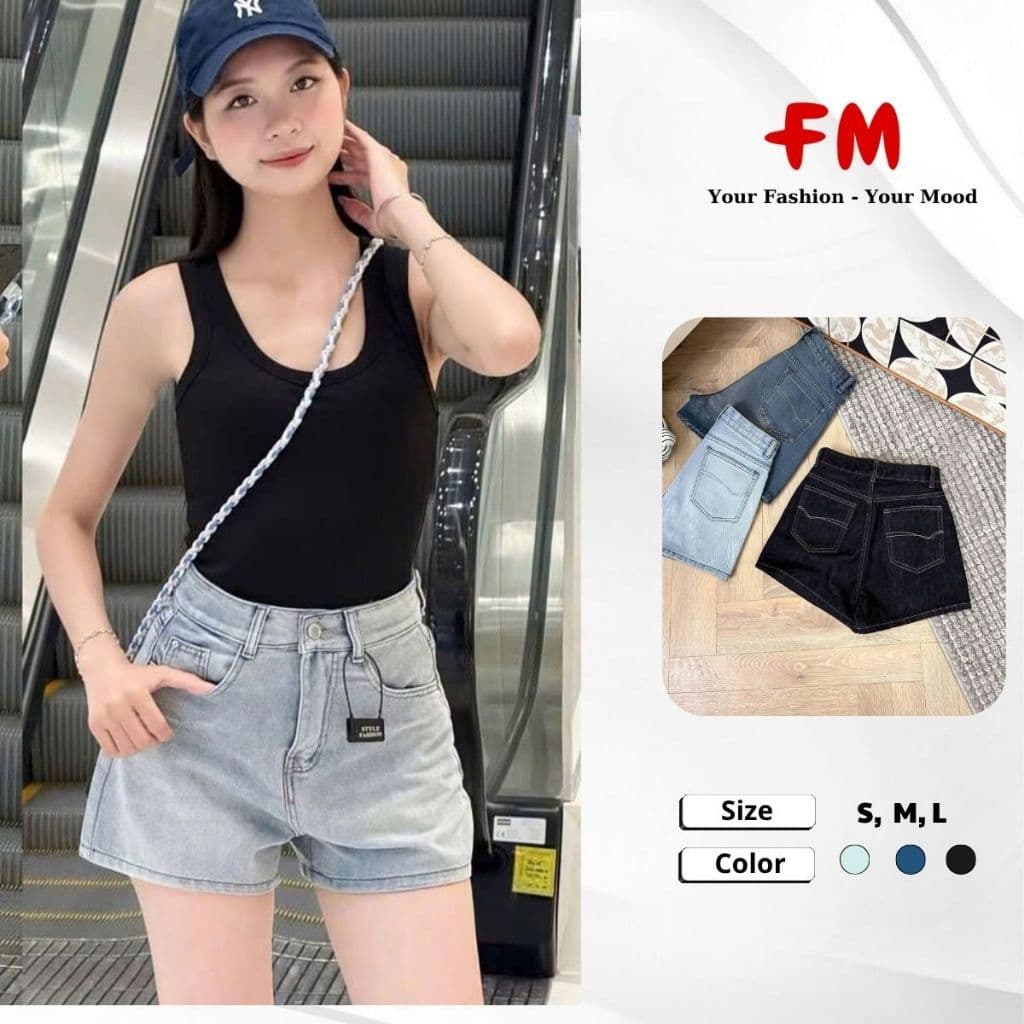 Short Jeans Nữ FMSTYLE Dáng Ngắn thêu túi sau 3 màu đủ size S M L  26080635