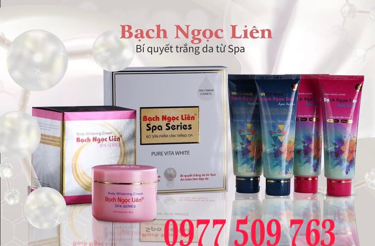 [HCM]Bộ Tắm trắng + Kem dưỡng trắng da body Bạch Ngọc Liên Series Spa - hồng