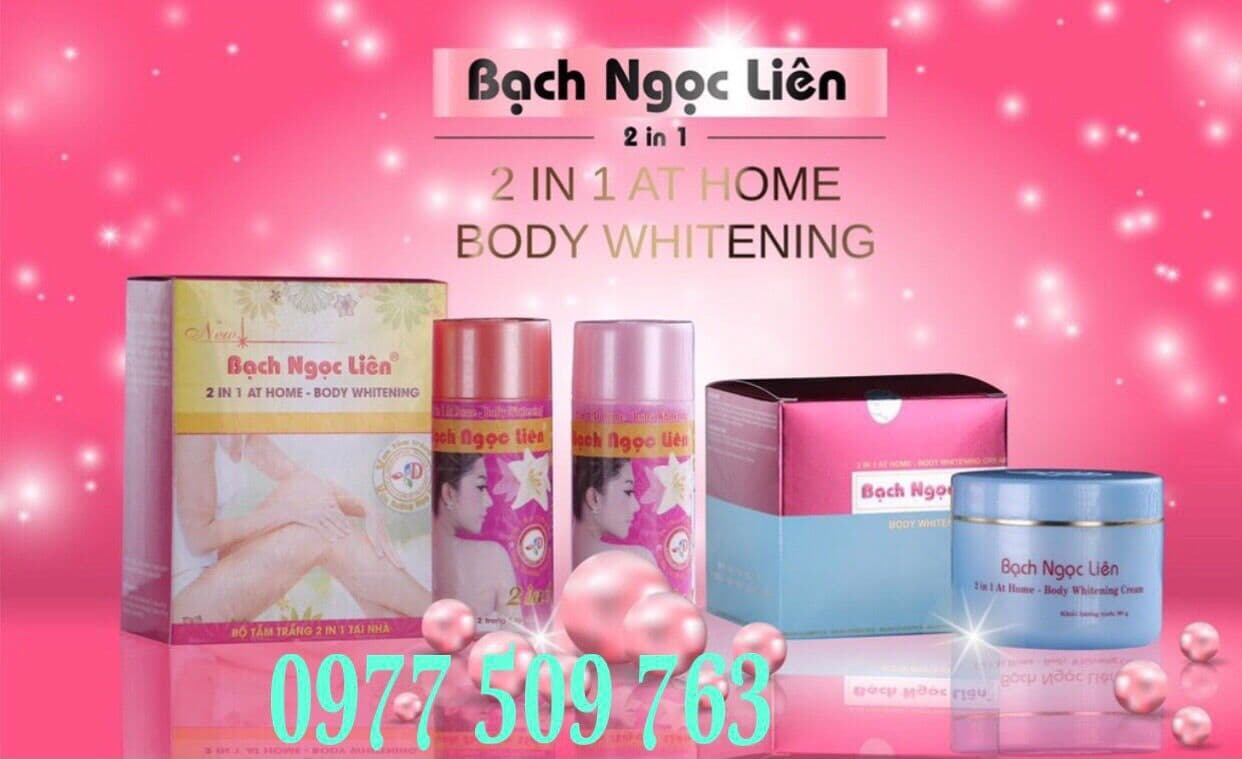 [HCM]5 bộ - Tắm trắng + Kem dưỡng trắng da body Bạch Ngọc Liên - xanh 90gr