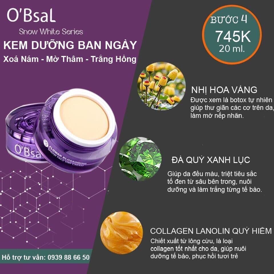 Kem dưỡng trắng da xóa nám tàn nhang hiệu quả ban ngày OBsal Flower Blossoming Snow Face Day Cream 20ml ( OBSAL )