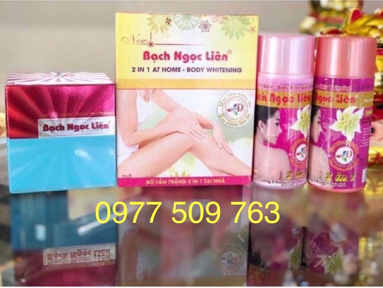 [HCM]10 bộ - Tắm trắng + Kem dưỡng trắng da body Bạch Ngọc Liên - xanh 90gr