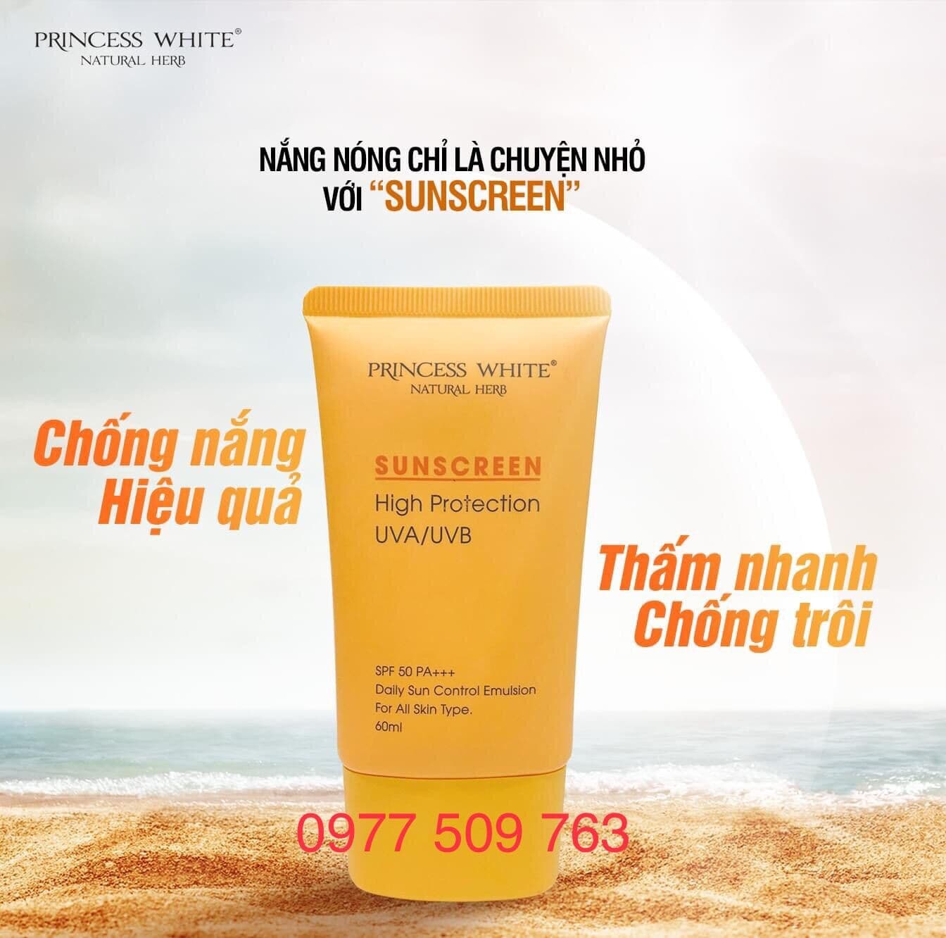 [HCM]Kem chống nắng Princess White SPF 50/PA ++++  60ml
