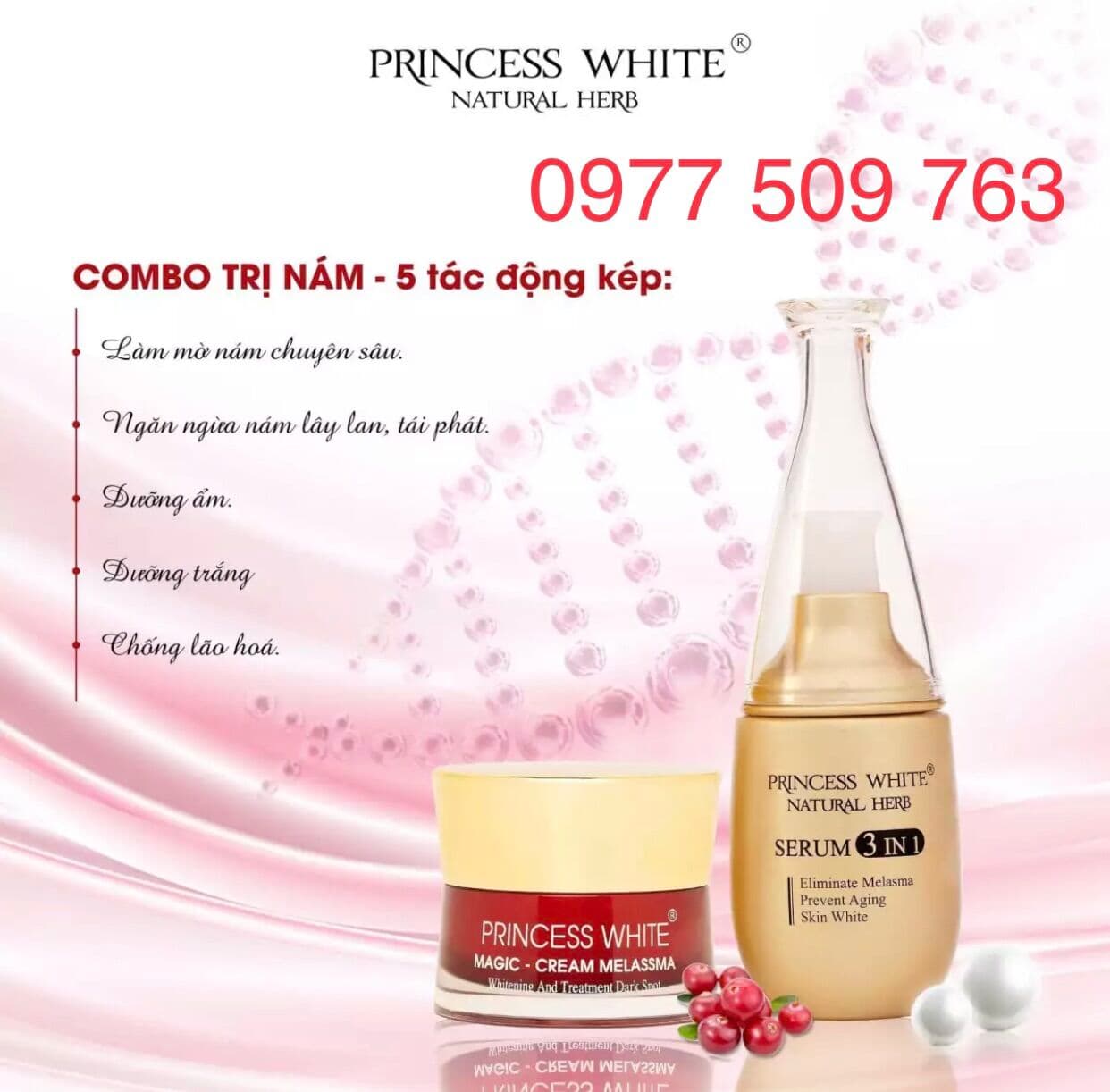 [HCM]Bộ kem nám MAGIC 20gr + Serum 3IN1 Princess White 40ml - mờ nám trắng da giữ ẩm se khít chân lông