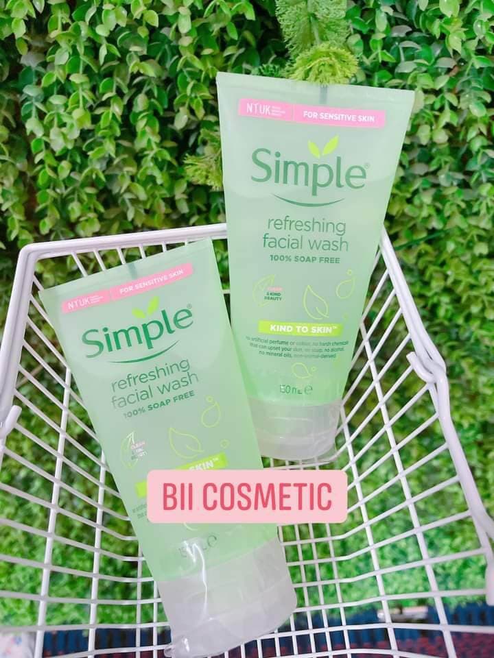 Sữa rửa mặt Gel Simple Gel Kind to skin Rereshing Facial wash